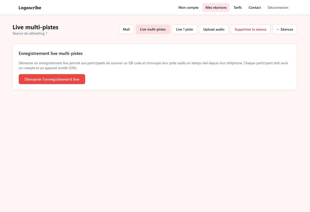 Capture d'écran : Enregistrement live multi-pistes